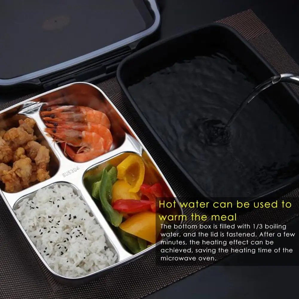 Двойной набор ланч боксов из нержавеющей стали Ланч бокс Bento с 4 отделениями и