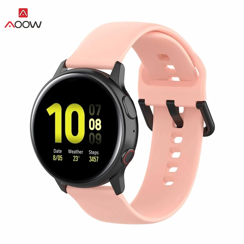 AOOW 20 мм ремни для samsung Galaxy Active 2 R830 R820 R500 Spor черный браслет с пряжкой ремешок для Galaxy Watch 42 мм gear S2
