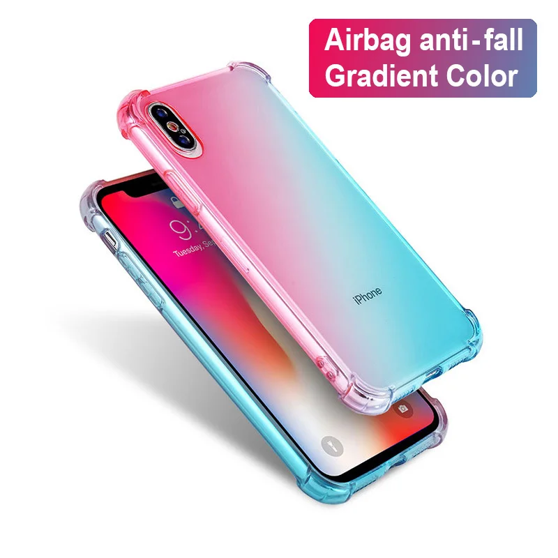 Роскошный градиентный Прозрачный чехол для телефона ультра тонкий мягкий