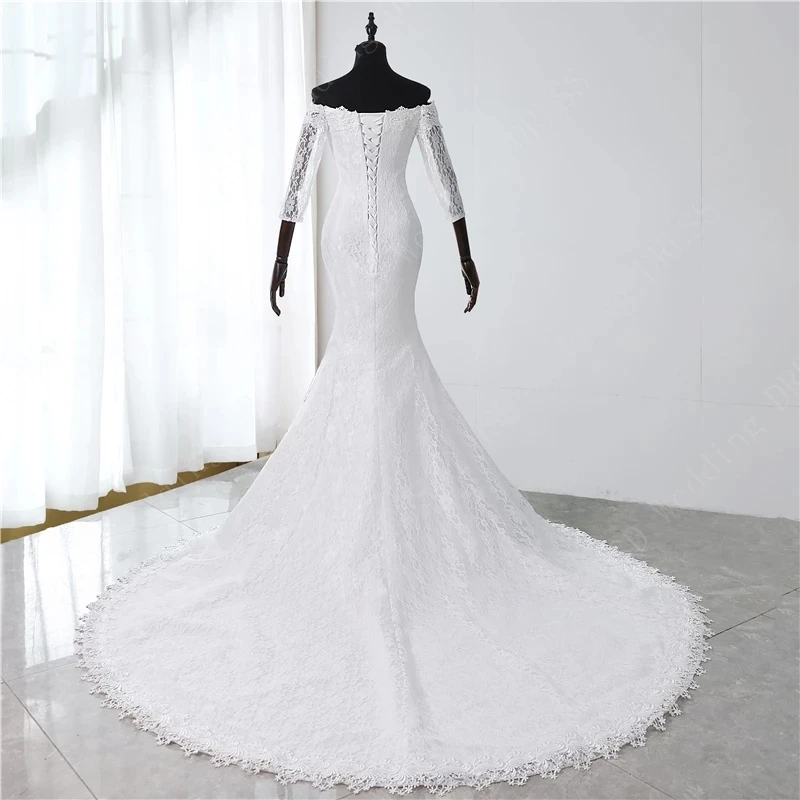 

Sexy Wedding Dresses for Women Appliques Robe De Mariee Elegant Bride Lace Wedding Gown With Sleeve Beautiful Mermaid Bridal