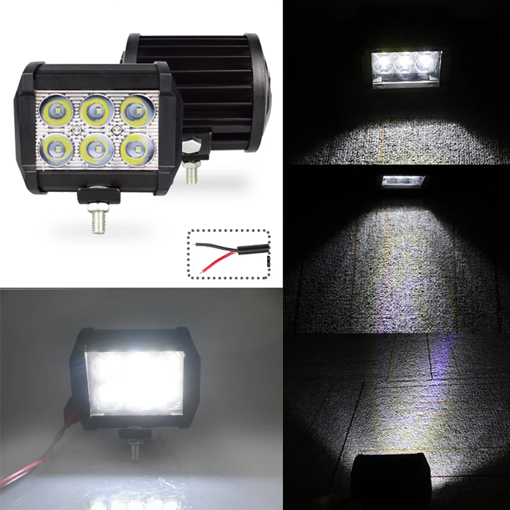 18W 6LED 36W 12LED Work Light 12V Waterproof Car LED Spotlight 8000LM 6000K Spot Flood Combo For Motorcycle/SUV/Truck | Автомобили и