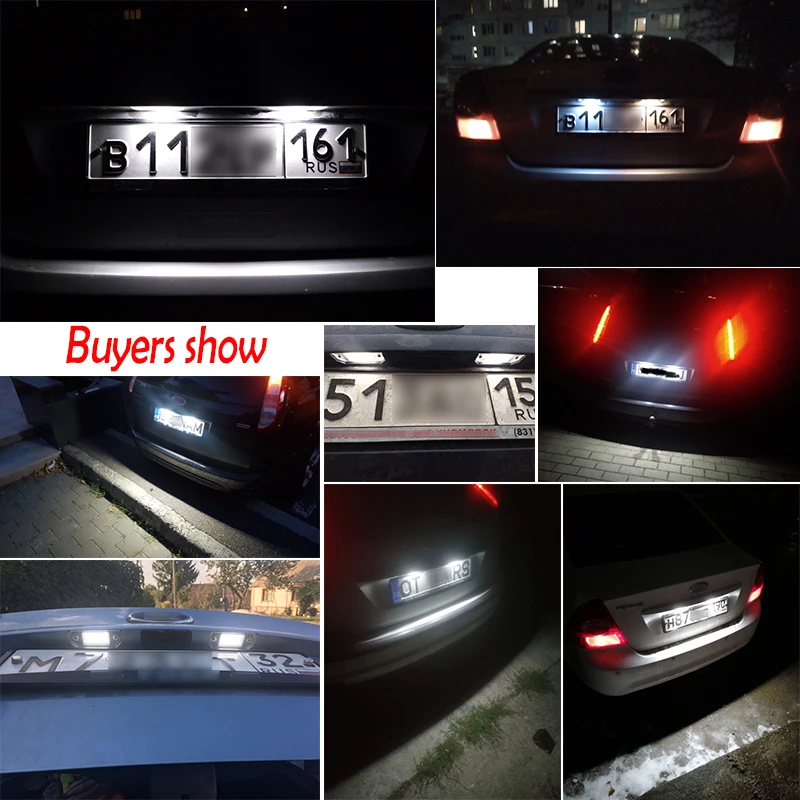 

PMFC 2Pcs LED Number License-Plate-Light White Color For Ford Focus C-MAX 2003-2019 for Ford MK2 2003 2004 2005 2006 2007-019