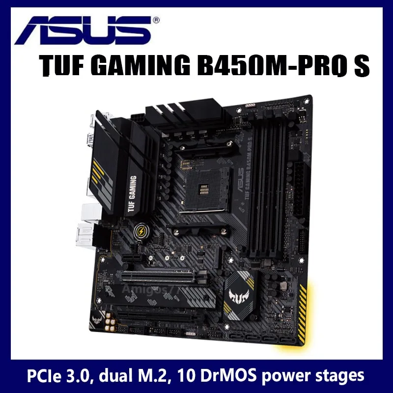 Verkauf Buchse AM4 Asus TUF GAMING B450M-PRO S Motherboard PCI-E 3,0 M.2 SATA III 128GB DDR4 Desktop B450 Placa-mãe AM4 Micro ATX Verwendet