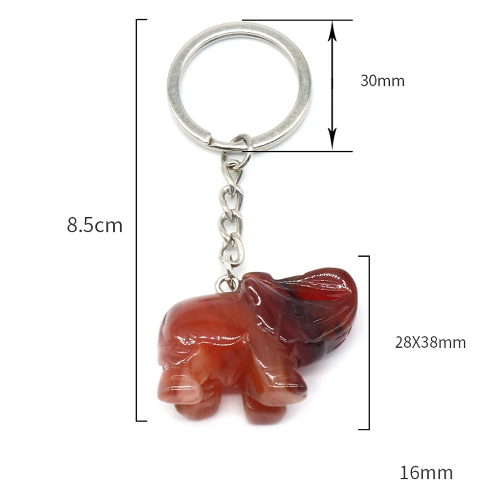Брелки из натурального камня в форме слона розовый кварц красный агат брелок для