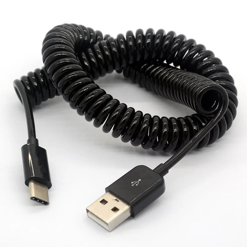 Спиральный Кабель USB Type-C 1 м 3 для Samsung S10 S9 S8 быстрая зарядка | Мобильные телефоны и