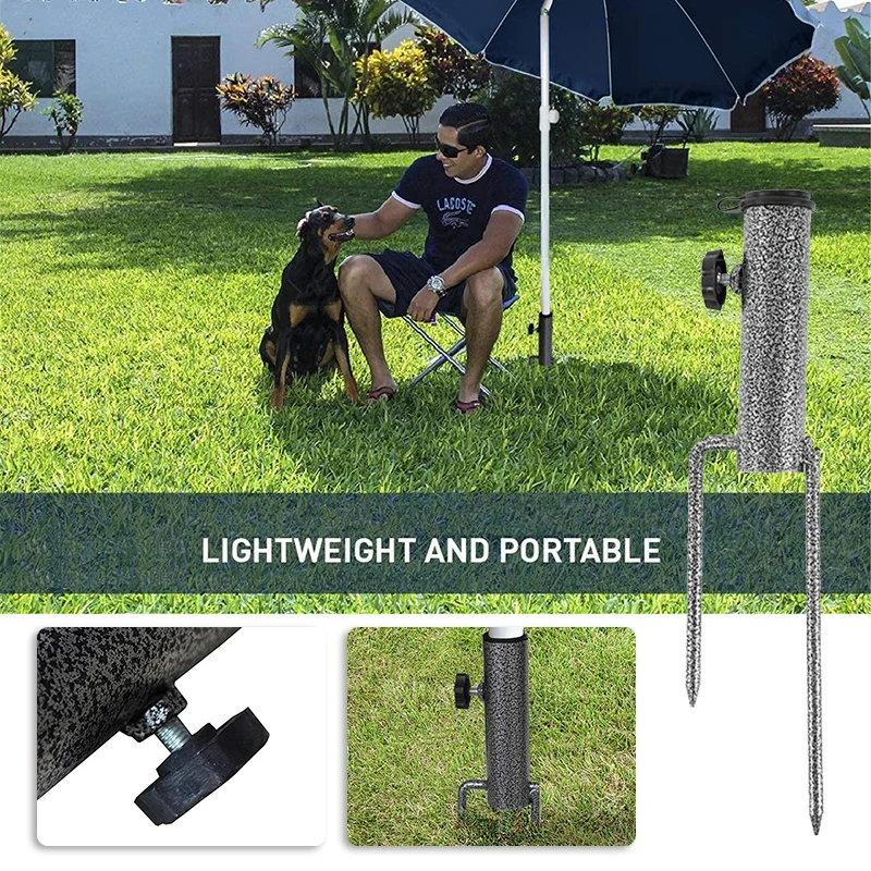 

Patio Steel Umbrella Anchor with Two Forks Beach Parasol Heavy Duty Metal Ground Grass Auger Holder Stand PUZ777