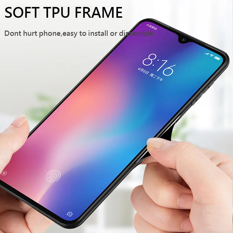 UPaitou Case for Xiaomi Redmi 8A Note 8 Mi 9 9T Pro Lite Explore SE Tempered Glass TPU Edge Anti Fall Hardness Cover |