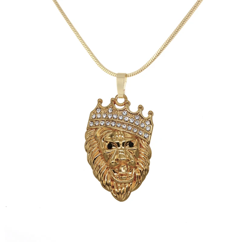 Оптовая продажа мужские Стразы со львом в виде короны подвеска льва хип-хоп