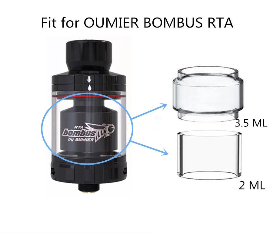 

2 шт. YUHETEC стакан fatboy Tank/стеклянная трубка для OUMIER BOMBUS RTA 24,5 мм Диаметр атомайзера 2 мл/3,5 мл