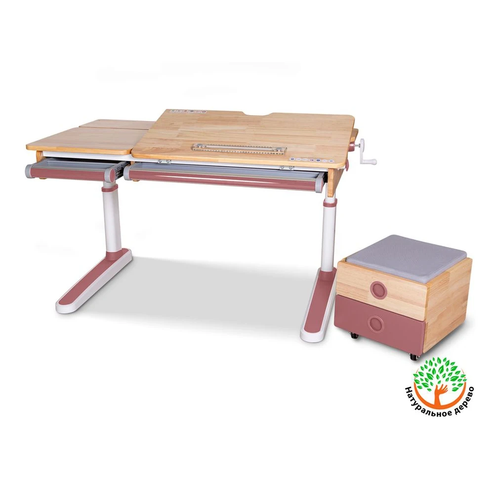 Детский стол Mealux Oxford Wood PN BD-920 столешница дерево/накладки на ножках розовые |