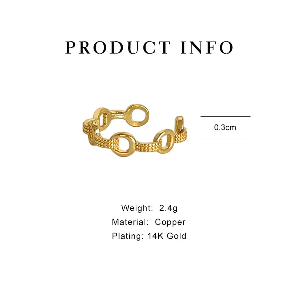 

Peri'sBox Gold Color Simple Chains Rings For Woman Temperament Twist Opening Hollow Out Ring Girl's Wedding Party Adjusting Ring