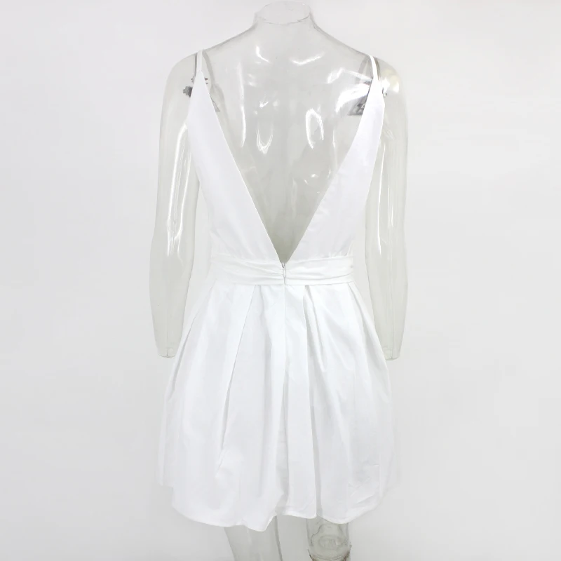 Летнее повседневное белое платье EvaQueen на бретелях-спагетти Женские однотонные