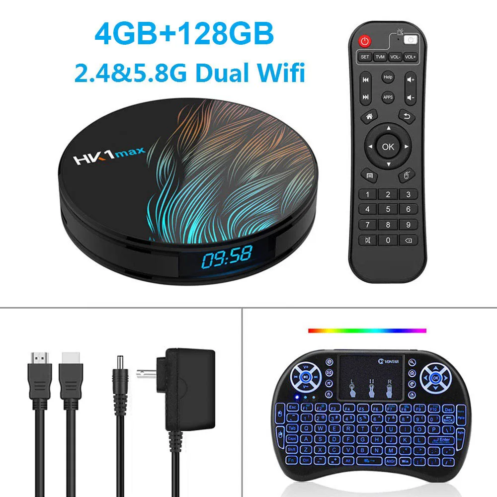 4G128G Backlit i8 Смарт ТВ приставка Android 9,0 HK1 MAX ТВ приставка RK3318 4 Гб ОЗУ 128 Гб ПЗУ 64 Гб Wifi 4K медиаплеер HK1MAX телеприставка 2G/16G youtube - Цвет: 4G128G Backlit i8