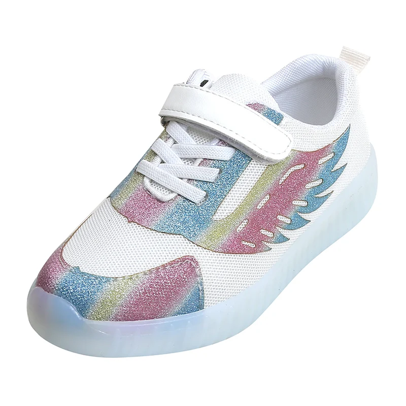 

ULKNN Children Wing Shining Shoes USB Rechargeable Light- up Girls Summer Colorful Light Shoes kids Wings Light-up sneakers