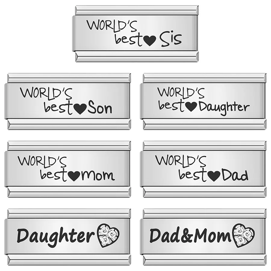 

Hapiship Fashion Love Best Dad Son Sis Mom Daughter Italian Links Fit 9mm Stainless Steel Bracelet Jewelry DIY Making DJ155