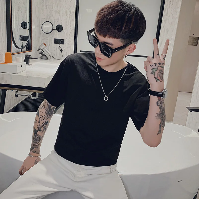 

Solid Men T-Shirts Summer New Casual Hip Hop Short Sleeve O-neck Sell Hot Slim Fit Tees Tops Cotton Mens Clothing Streetwear