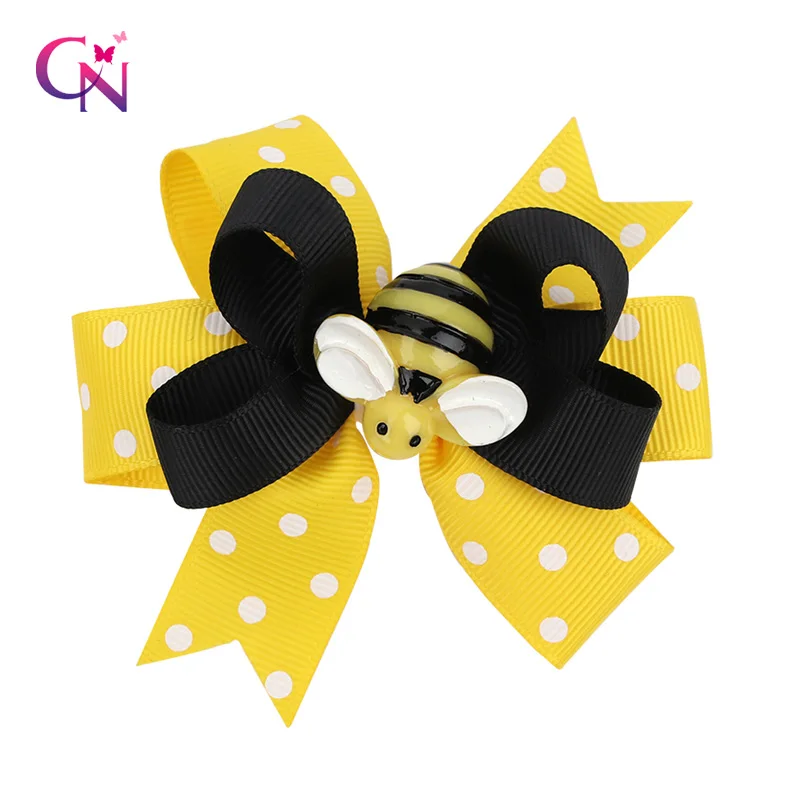 

CN 10Pcs/lot 3" Exquisite Bee Hair Bows For Baby Girls Stack Dot Hair Clips Hairpins Barrettes Sweet Kids Hair Accessories