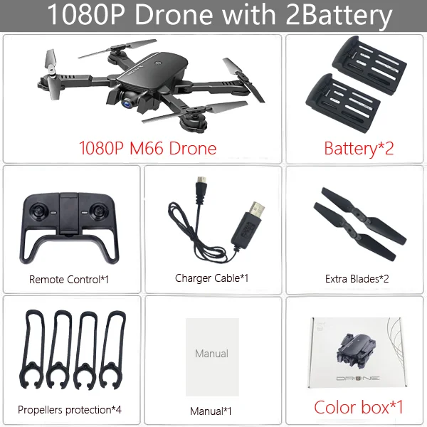 LAUMOX M66 RC Drone with 4K Camera Drone Wide Angle Optical Flow Positioning Gesture Photo Wifi FPV Foldable Quadcopter Vs E58 - Цвет: 1080P 2B BX Black