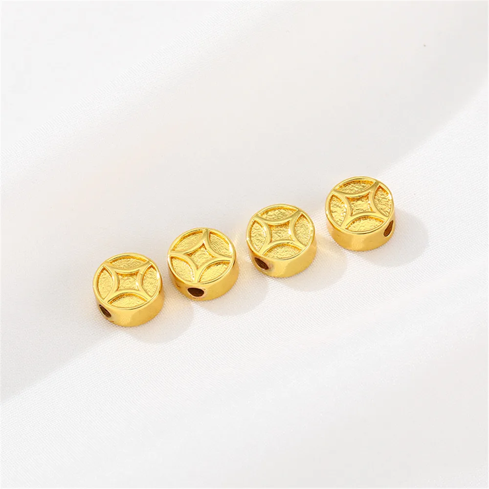 

18K gold bag color sand surface copper money separated beads DIY beads bracelet necklace first accessories material accessories