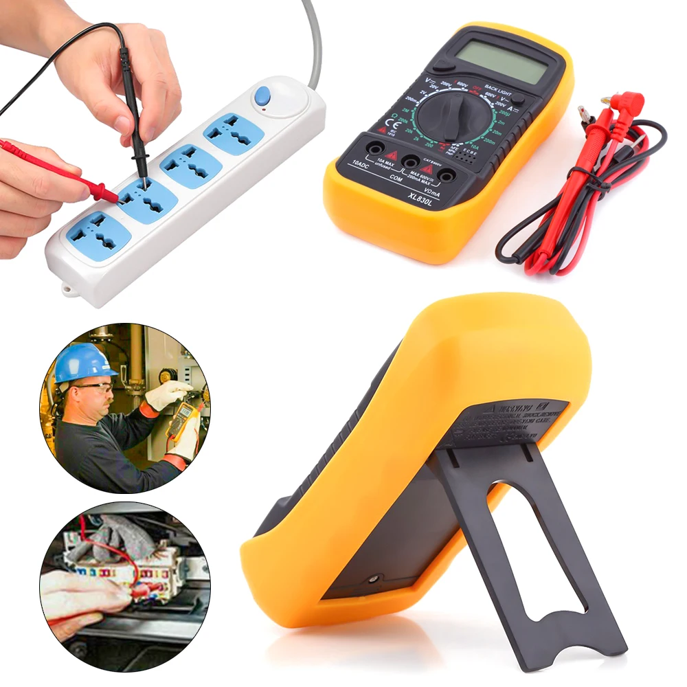 Handheld Multifunction XL830L LCD Digital Multimeter Voltmeter Ammeter Buzzer Tester AC DC OHM Current Circuit Electrical Tool |
