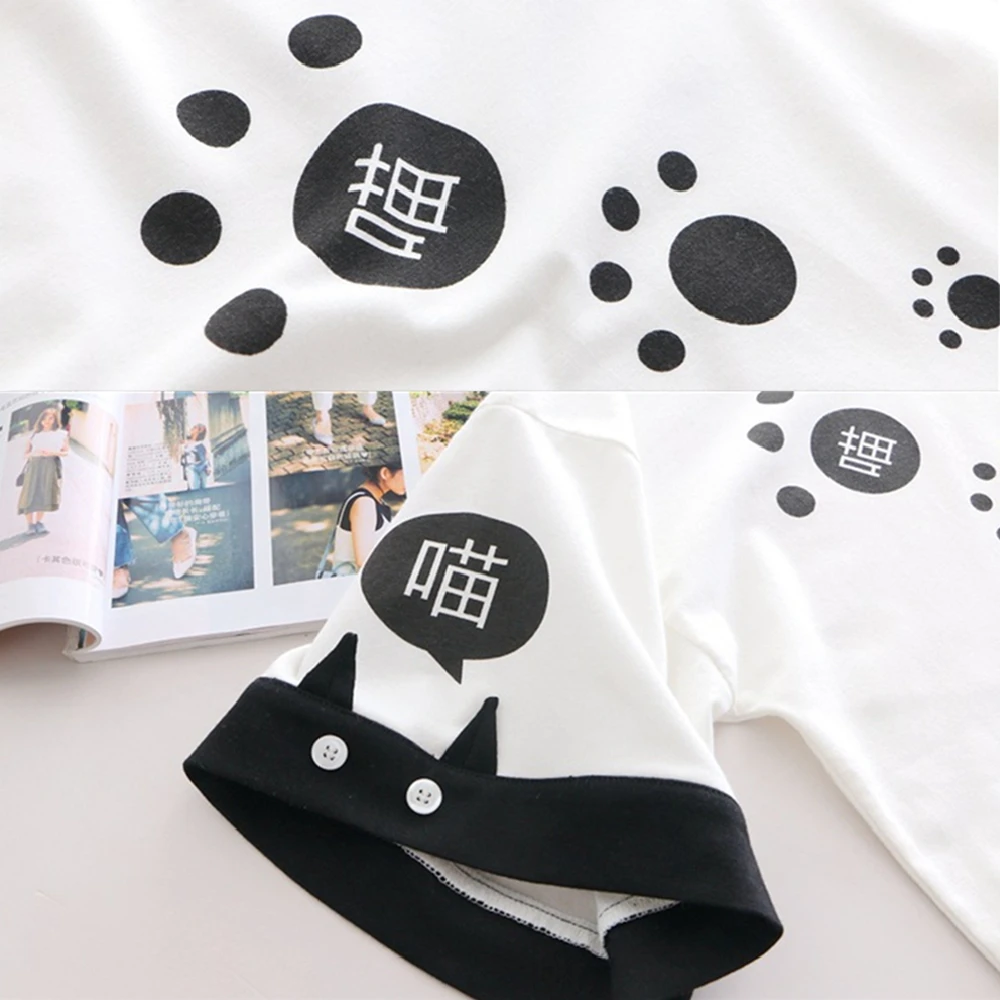 

women clothes Shirt Summer clothing O-neck short-sleeved T-shirt Original style cotton crop top printed cat Funny Girls Tshirt