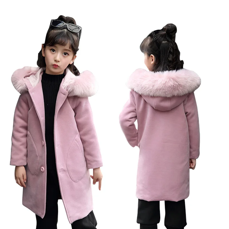 CYSINCOS/новое шерстяное пальто для девочек детская одежда Осеннее средней длины с