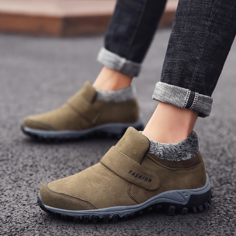 Классические мужские ботинки зимние уличные плюшевые теплые замшевые ботильоны