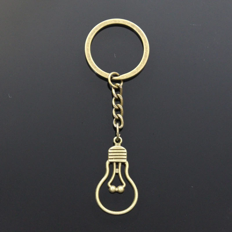 New Fashion Keychain 19x35mm Light Bulb Pendants DIY Men Jewelry Car Key Chain Ring Holder Souvenir For Gift images - 6