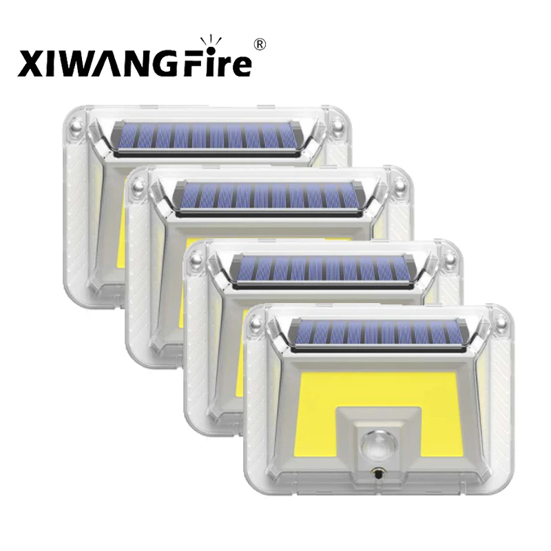 

2/4PCS Solar Light 90 LED Solar Wall Light Garden Four-Sided Luminous Solar Light Human Body Induction Waterproof Outdoor Light