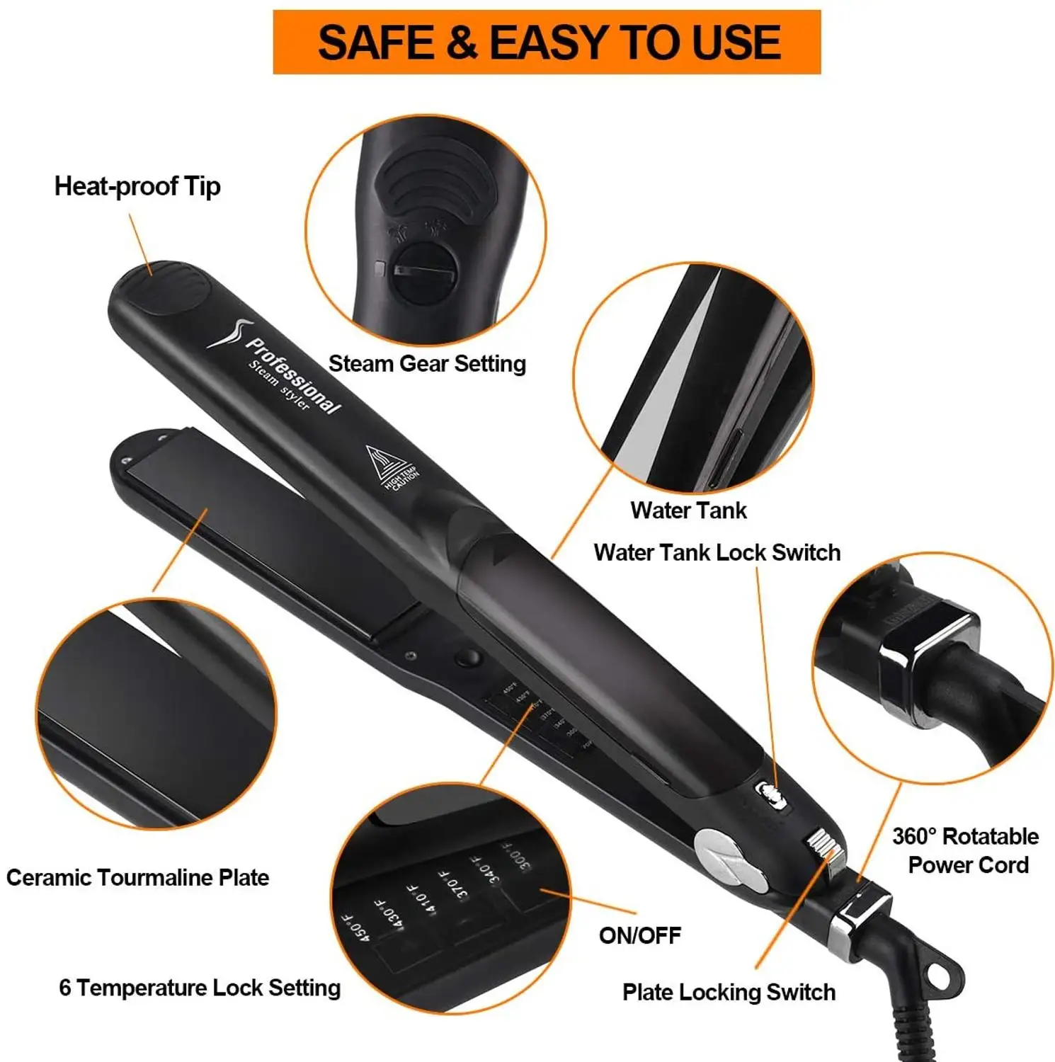 Ceramic hair straighteners with steam фото 62