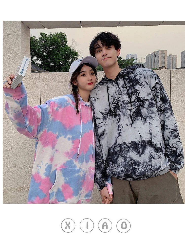 Осенние хлопковые камуфляжные толстовки Мужская мода галстук окрашенная хип-хоп толстовка мужская уличная свободная толстовка с капюшоном мужская толстовка с капюшоном S-2XL