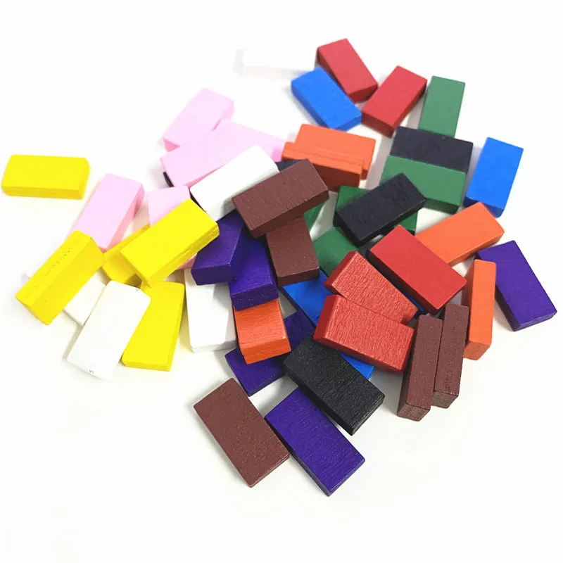 Marcas de ladrillos de colores para juegos de mesa, piezas de juego de ajedrez de madera cuboide de 20x10x5mm, accesorios de 10 colores, 100 Uds.