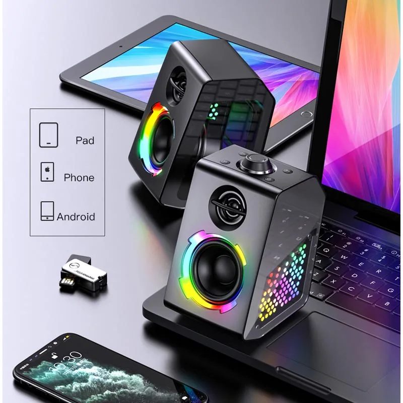 

Игровой Bluetooth Динамик Мощный Беспроводной мультимедийный сабвуфер RGB домашний кинотеатр система настольный компьютер динамик ПК ноутбук