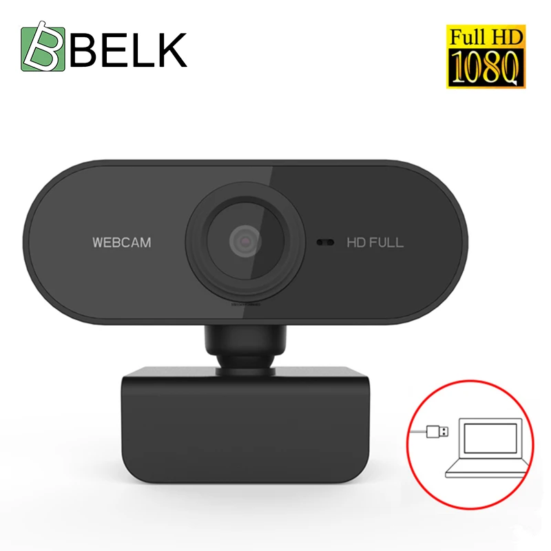 Веб-камера Full HD 1080P со встроенным микрофоном вращающаяся на 360 градусов |