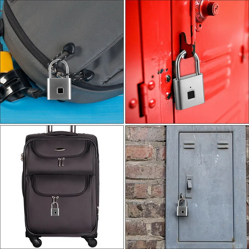 

Golden Security Keyless USB Rechargeable Door Lock Fingerprint Smart Padlock Quick Unlock Zinc alloy Metal Self Developing Chip