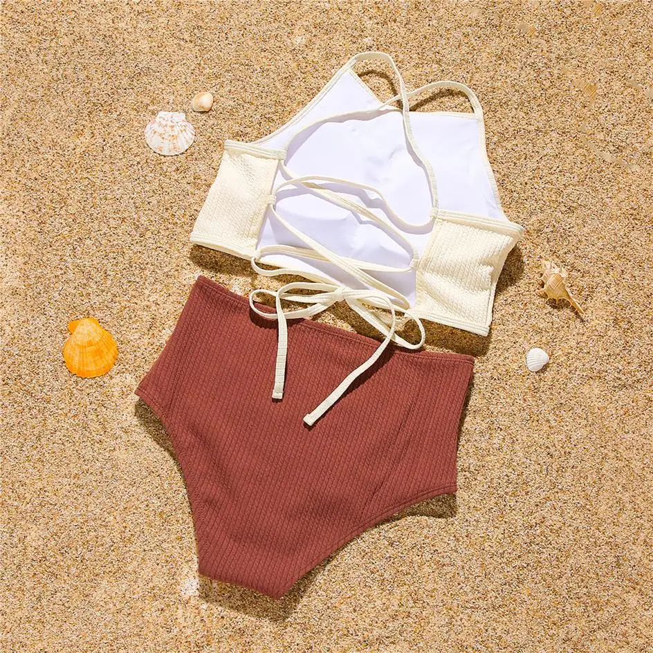 

High Waist Bikini 2021 Sexy Swimsuit Women's Swimwear High Neck Bikini Set Female Swimming Wear for Bathing Suit Woman Swimsuits