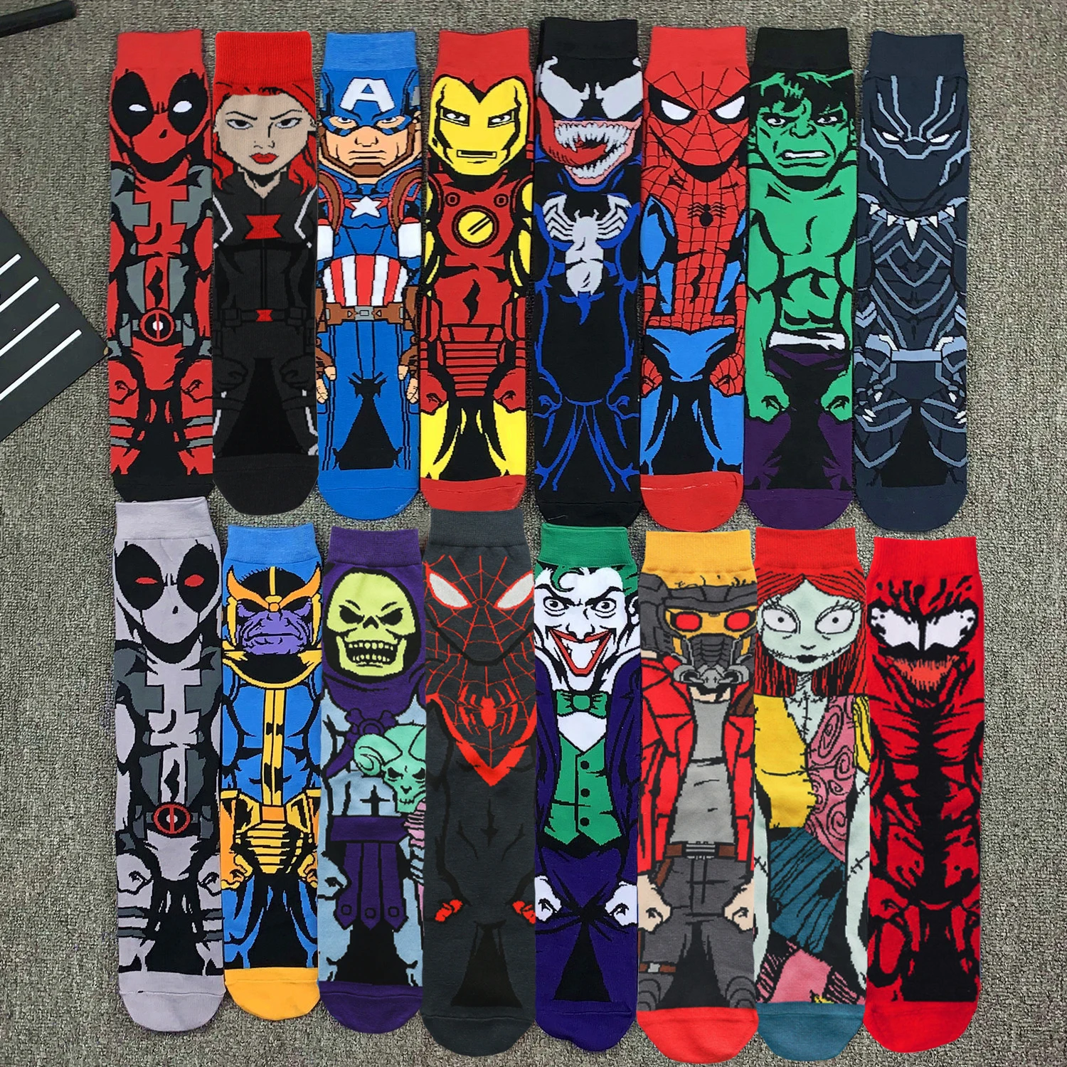 

Новинка 2021, лидер продаж, хлопковые носки, персонализированные носки с изображением супергероя, Венома, клоуна, чулки для женщин