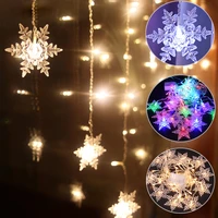 outdoor xmas snowflake led string lights flashing lights curtain light waterproof holiday party connectable wave fairy light d30