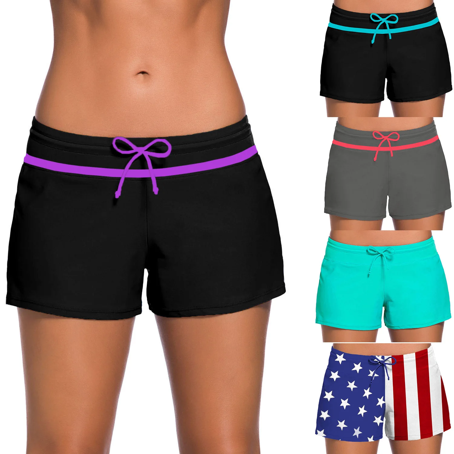 Сплошной цвет бикини Низ Купальники женские подходящие плавки спортивные Йога