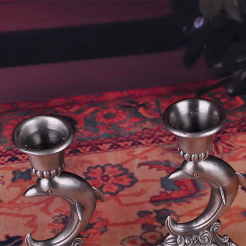 Античная Ретро подсвечник бытовой интерьера Дельфин металла статуэтки