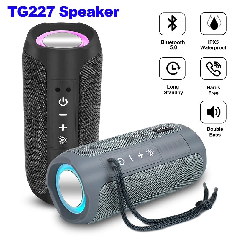 Беспроводная Портативная колонка TG227 со светодиодной подсветкой стерео динамик
