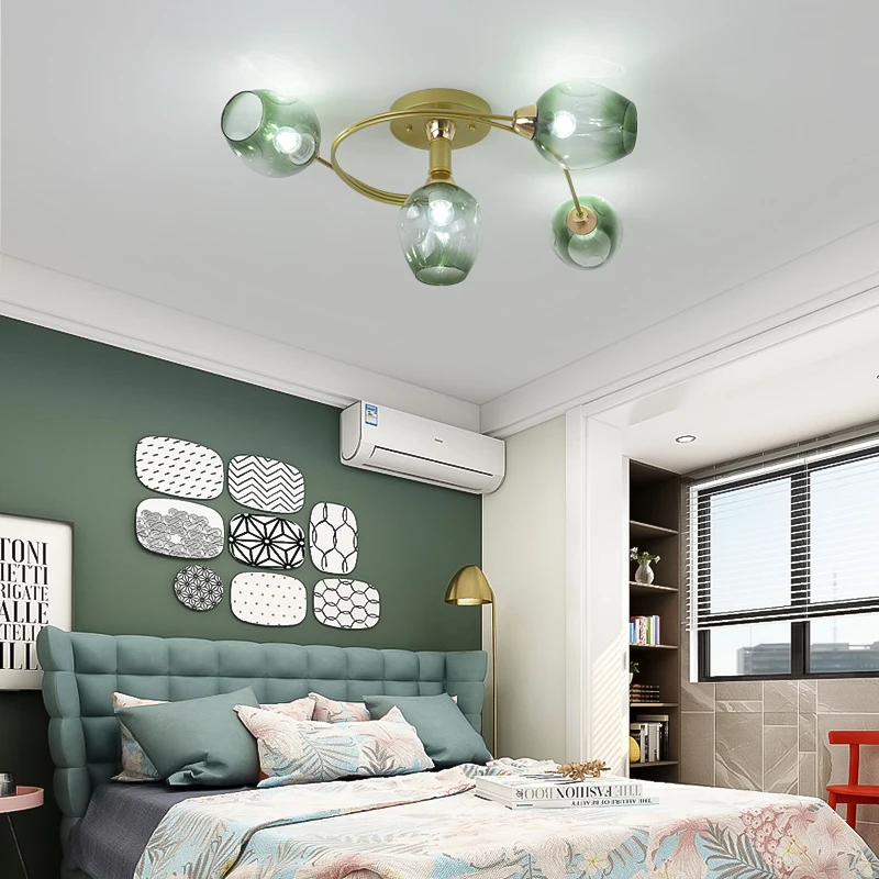 Nordic lamp Glass LED ceiling lights modern 4/6 led E27 lamps dining living room bedroom kitchen lighting fixture | Освещение