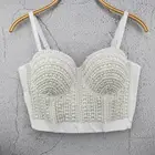 Женский корсет с жемчугом, белый топ-бюстье Y2k, праздничная одежда, сетчатый топ, лето 2021