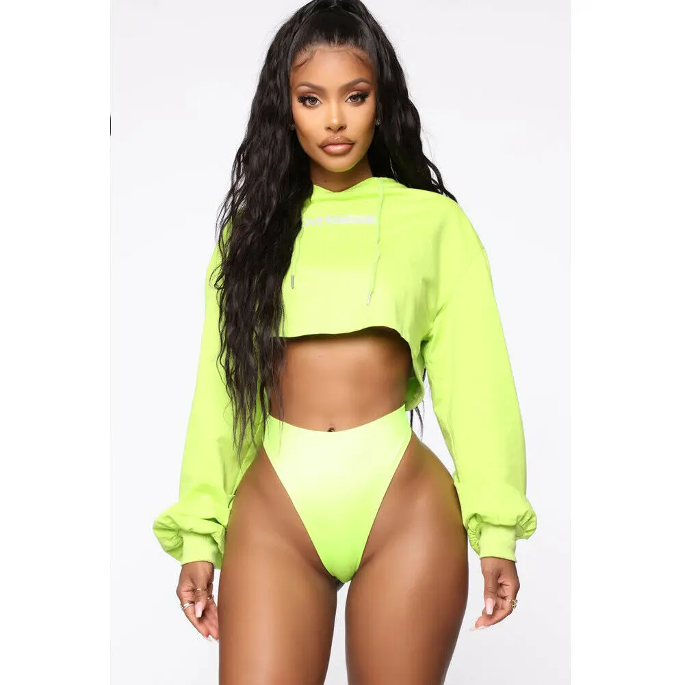 Женская толстовка с капюшоном Короткий Джемпер В Стиле Хип-хоп длинным рукавом и