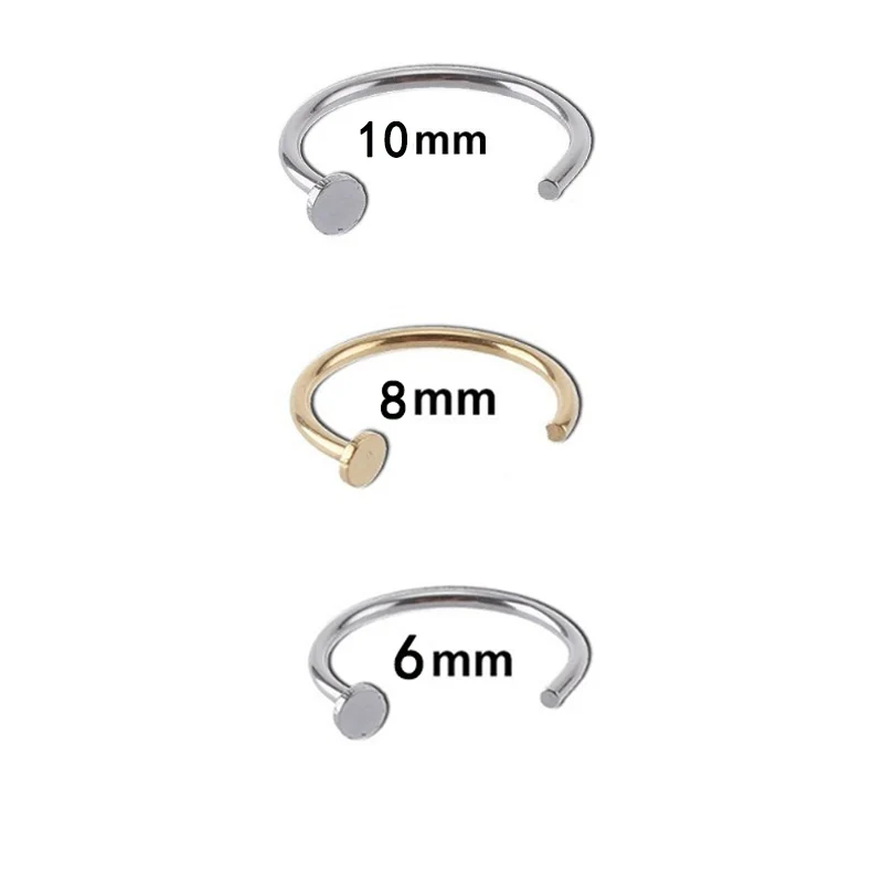 New Fake Body Jewelry Piercing Stud Thin Simple Small Hoop Titanium Steel Sexy Surgical Steel Open Nose Ring On 6/10mm