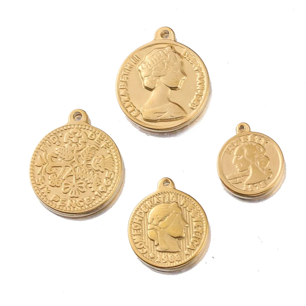 Медальон с золотым замком из нержавеющей стали подвеска в виде монеты королевы