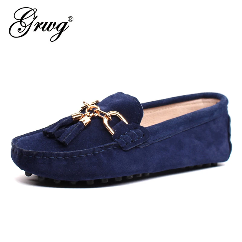 GRWG New Arrival Casual Womens Shoes Genuine Leather Women Loafers Moccasins Fashion Slip On Women Flats Shoes