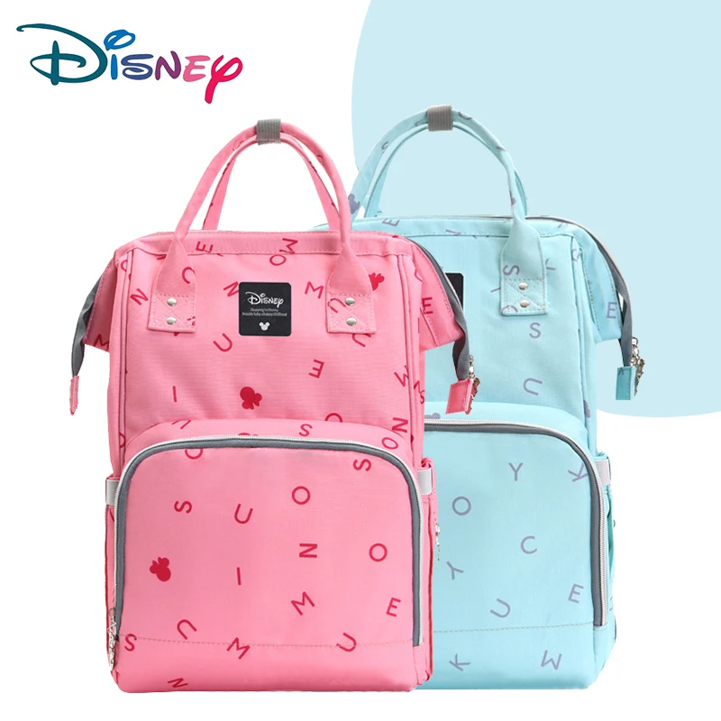 

Disney Mummy Bag USB Diaper Baby Care Bag Waterproof Backpack with Alphabet Patched Large Capacity
