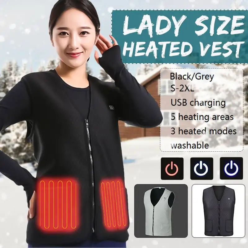 

Women Heating vest Autumn and winter Cotton Vest USB Infrared Electric Heating Vest Women Flexible Thermal Winter Warm Jacket