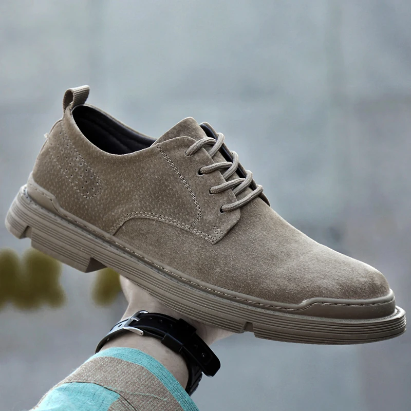 

Autumn Men Flats Sneakers Leather Working Shoes Mens Khaki Men Youth Casual Shoes Top Quality Casual Sneakers Mens